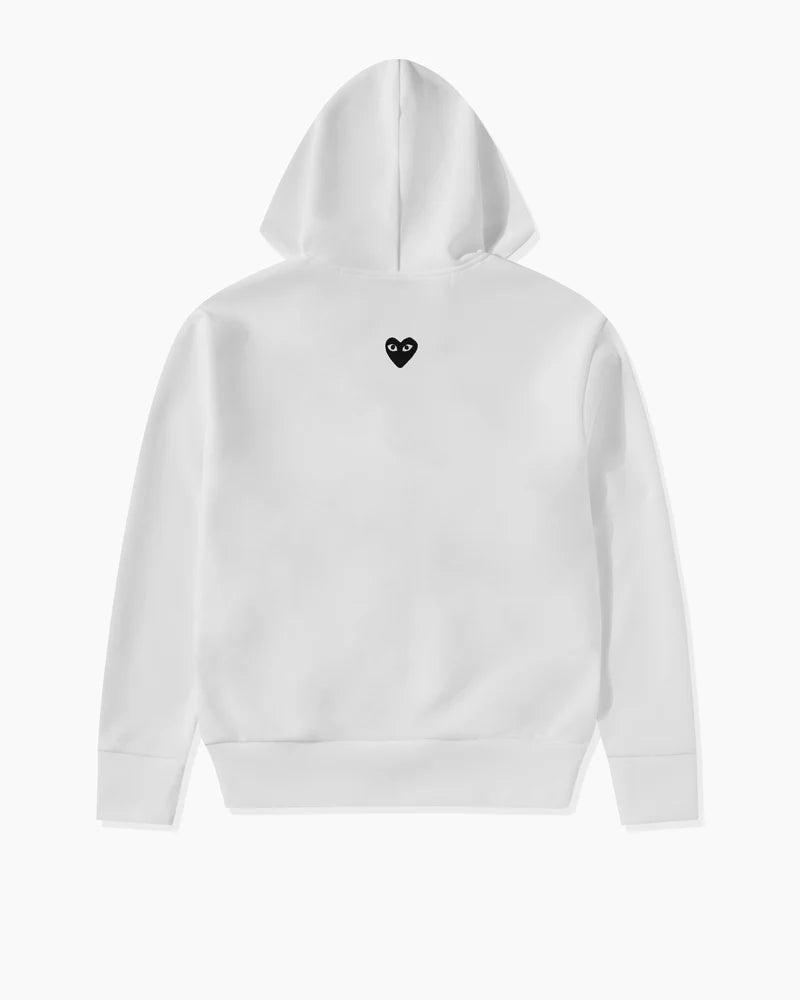 Play - Unisex Reverse Black Heart Zip Hooded - (White) by COMME DES GARCONS