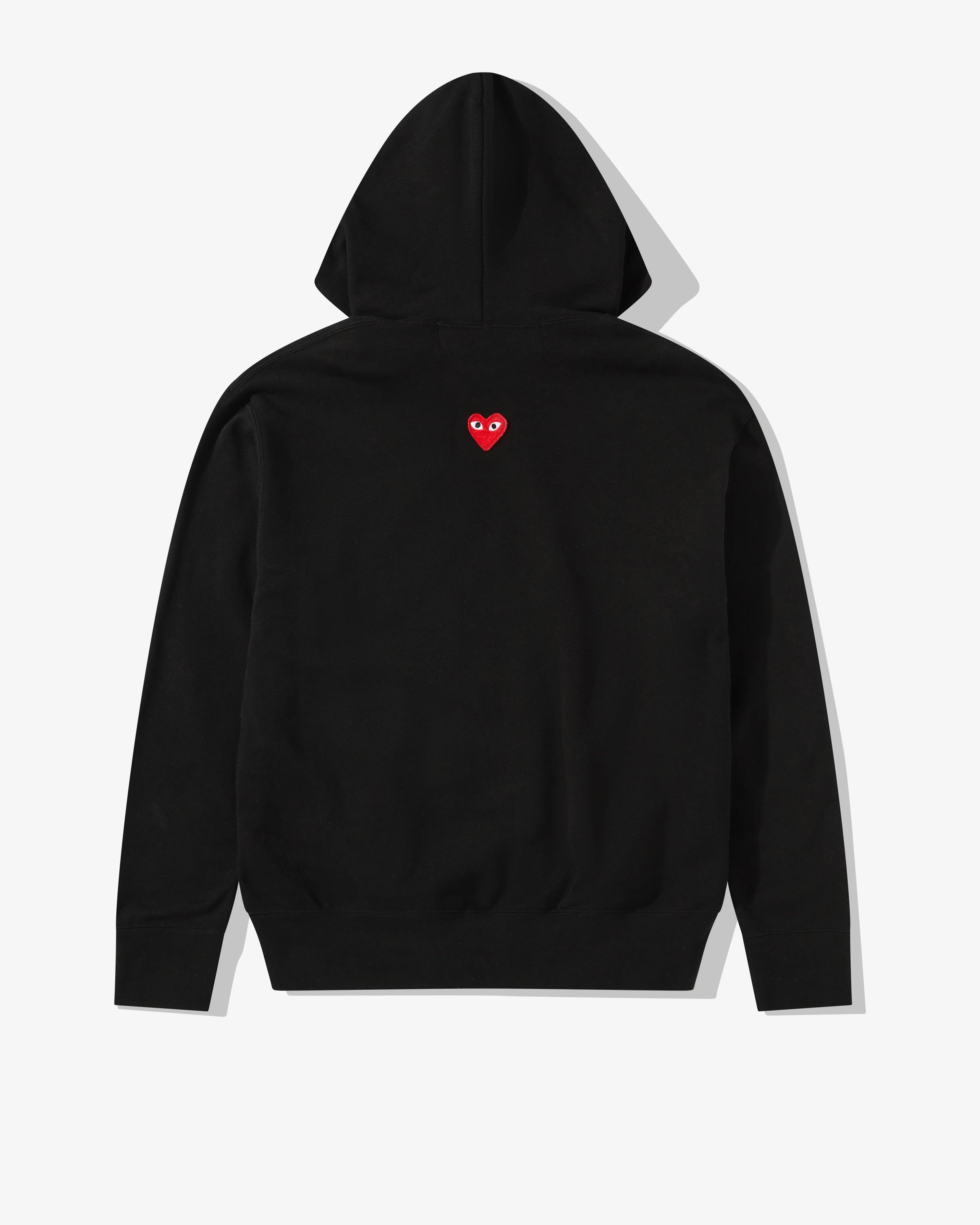 Play - Unisex Reverse Red Heart Zip Hooded Sweatshirt - (Black) by COMME DES GARCONS