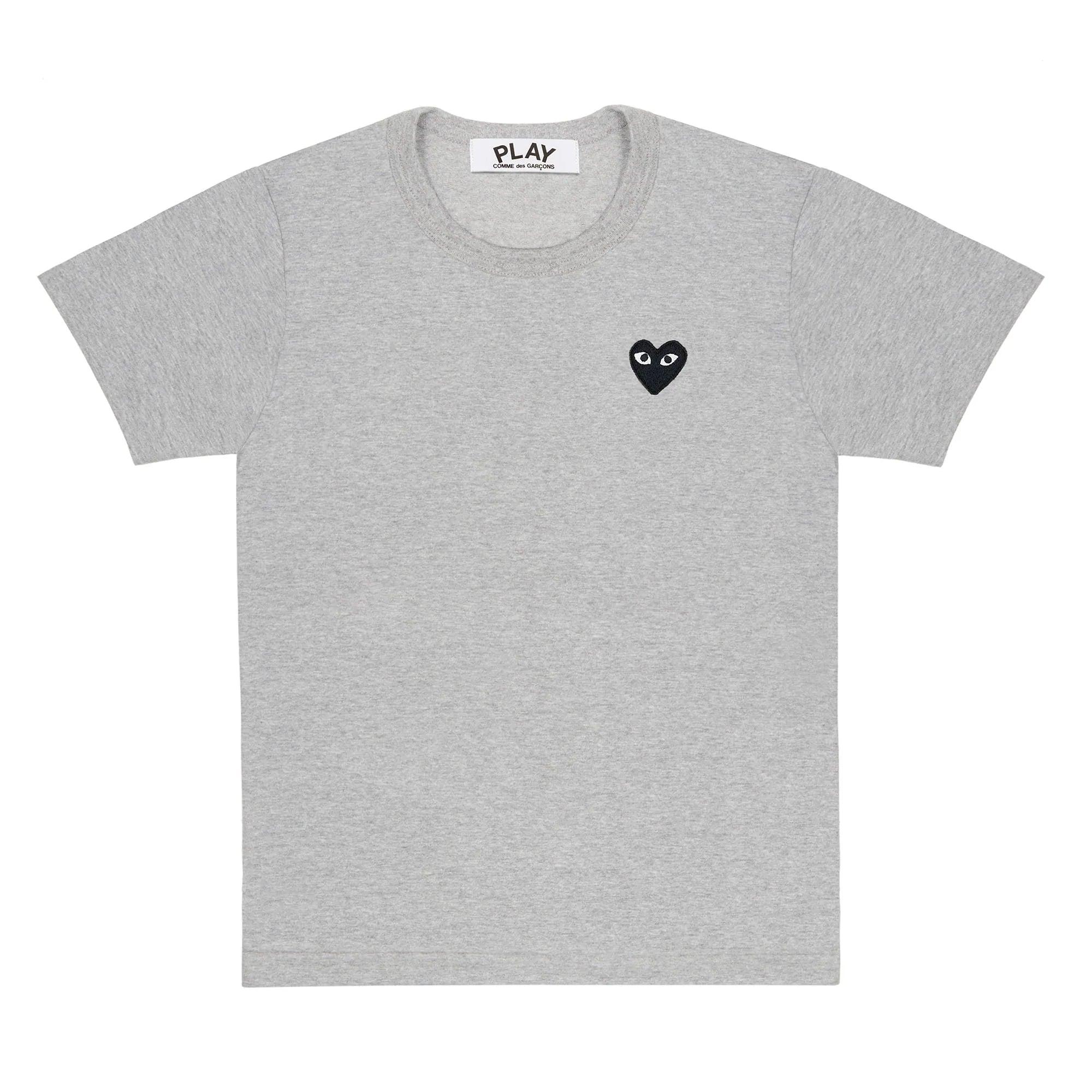 Play - Unisex's Black Heart T-Shirt - (T706) (Grey) by COMME DES GARCONS