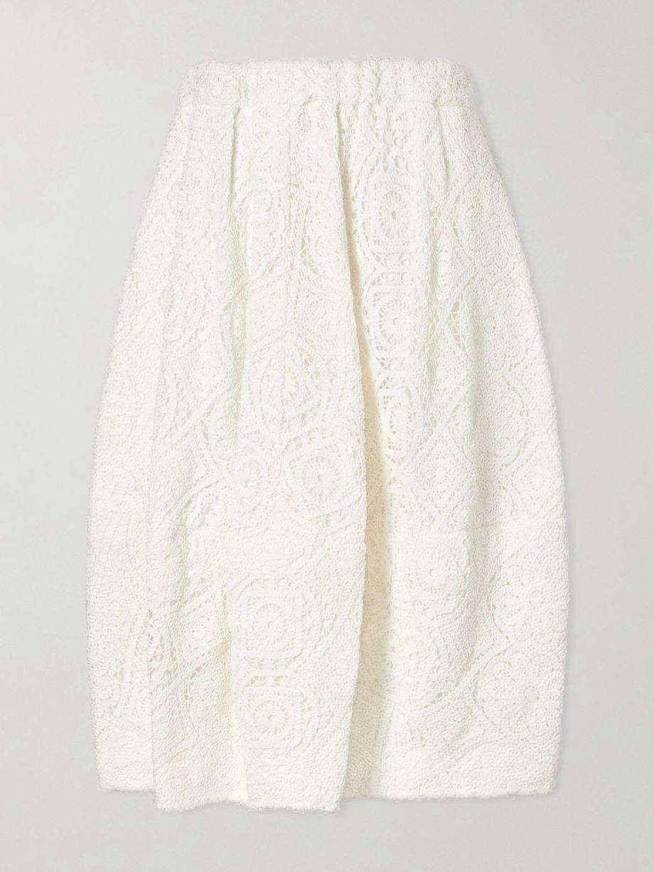 Pleated crocheted cotton midi skirt by COMME DES GARCONS