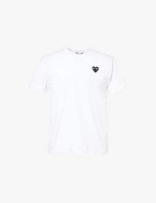 Rhinestone Heart-Embroidered Cotton T-Shirt by COMME DES GARCONS