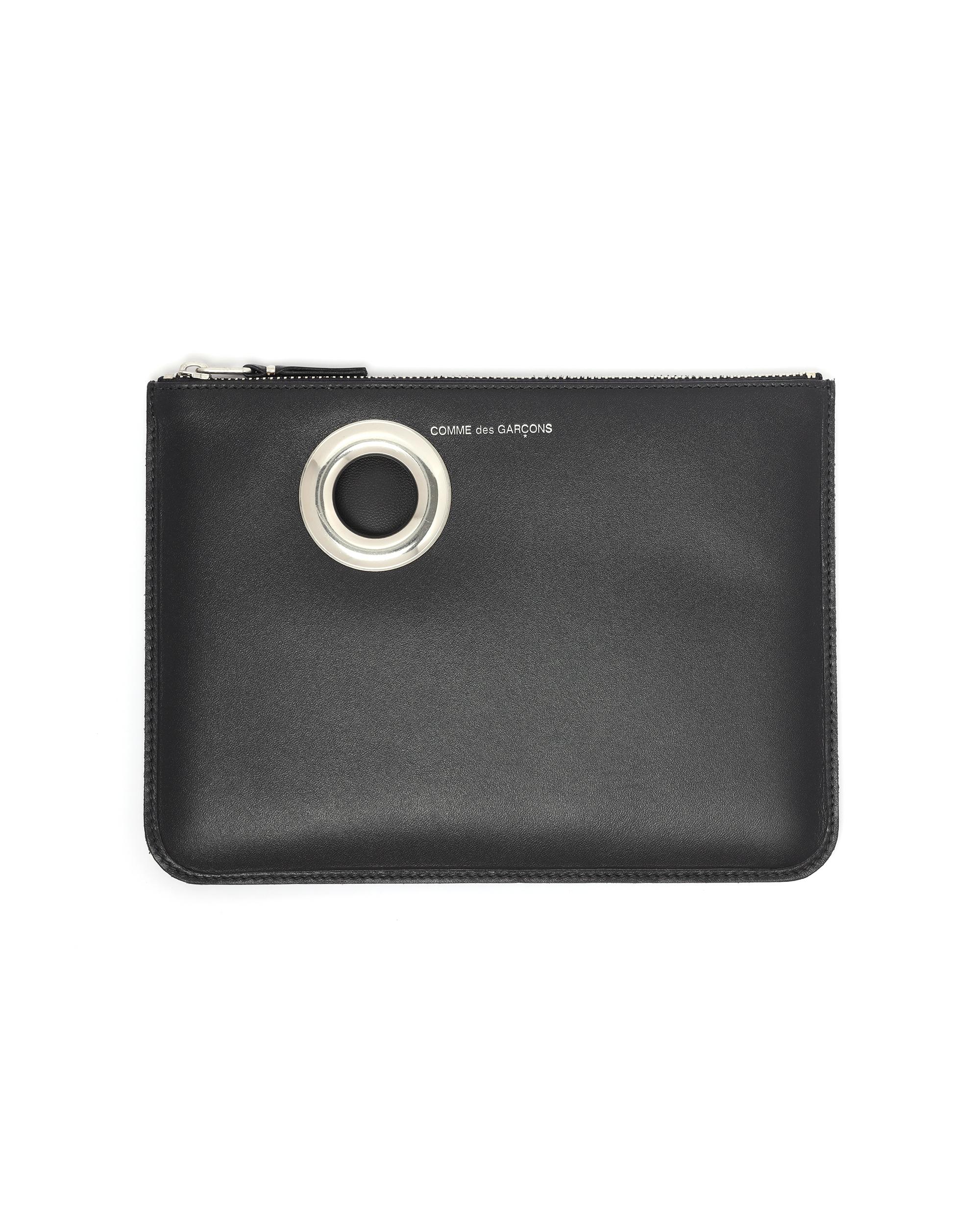 Small silver eyelet zip wallet by COMME DES GARCONS