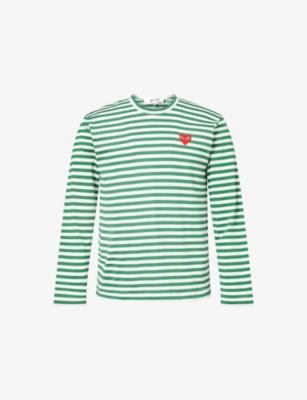Striped Crewneck Cotton-Jersey T-Shirt by COMME DES GARCONS