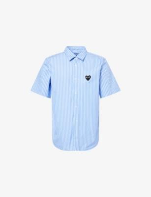 Striped Embroidered-Logo Cotton Shirt by COMME DES GARCONS