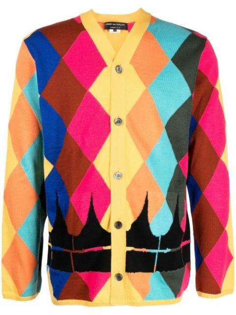 V-neck diamond-print cardigan by COMME DES GARCONS