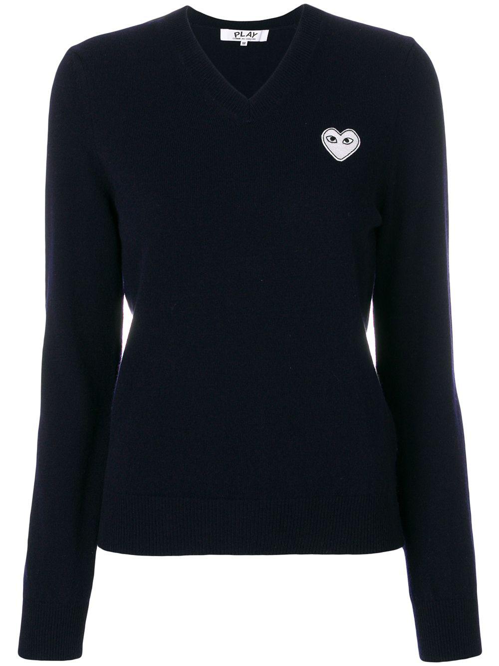 V-neck heart-logo sweater by COMME DES GARCONS