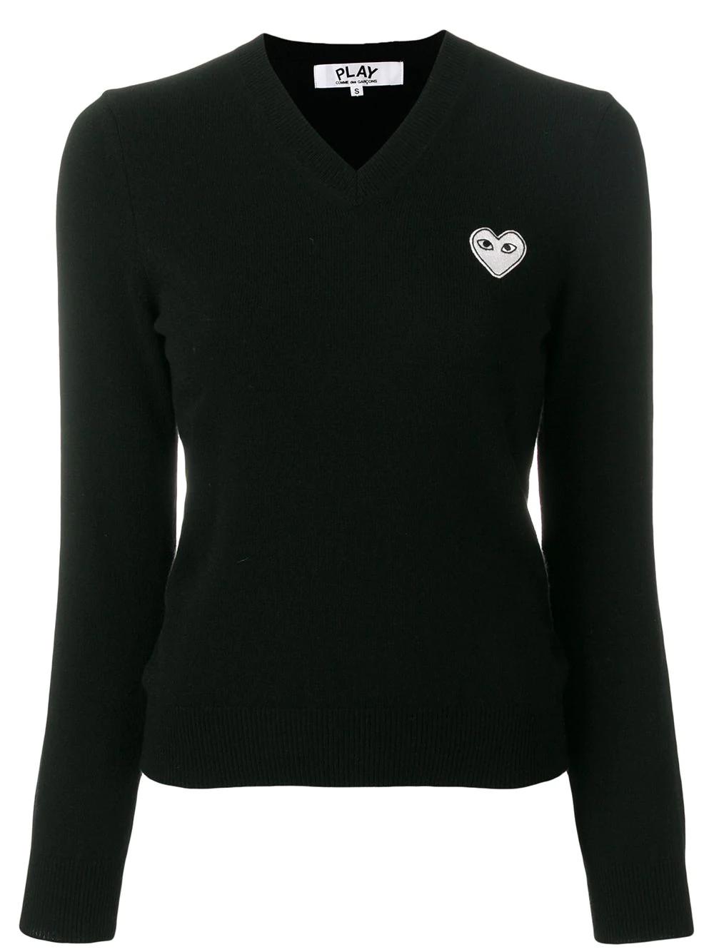 V-neck heart-logo sweater by COMME DES GARCONS
