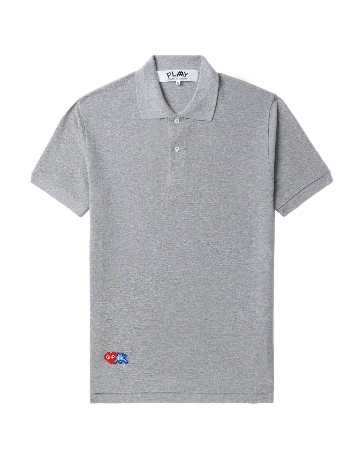 X INVADER embroidered short sleeve polo shirt by COMME DES GARCONS