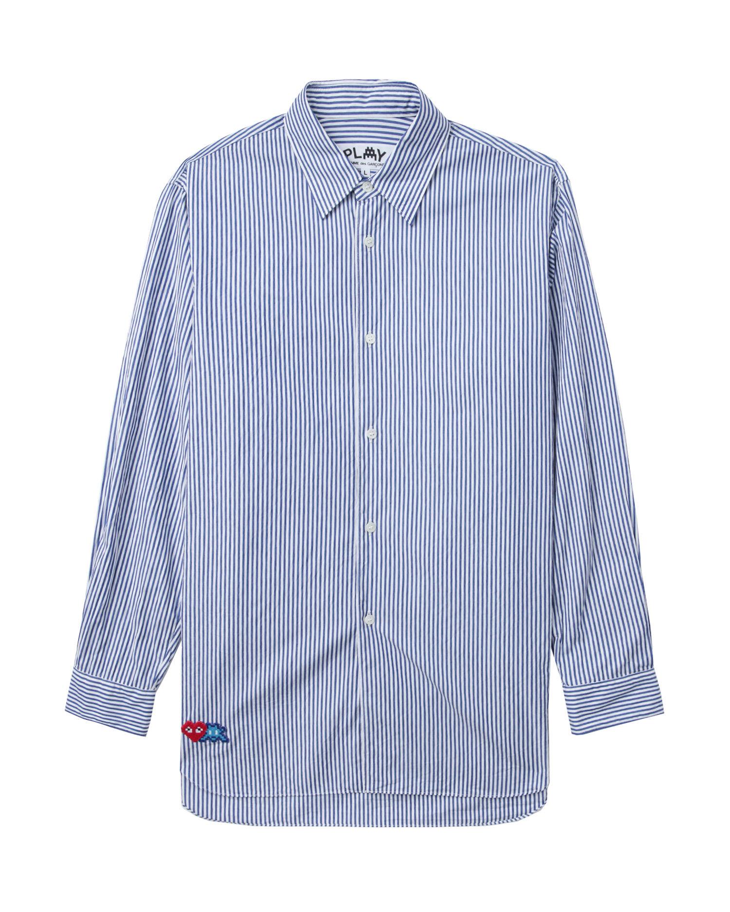 X INVADER logo stripe shirt by COMME DES GARCONS