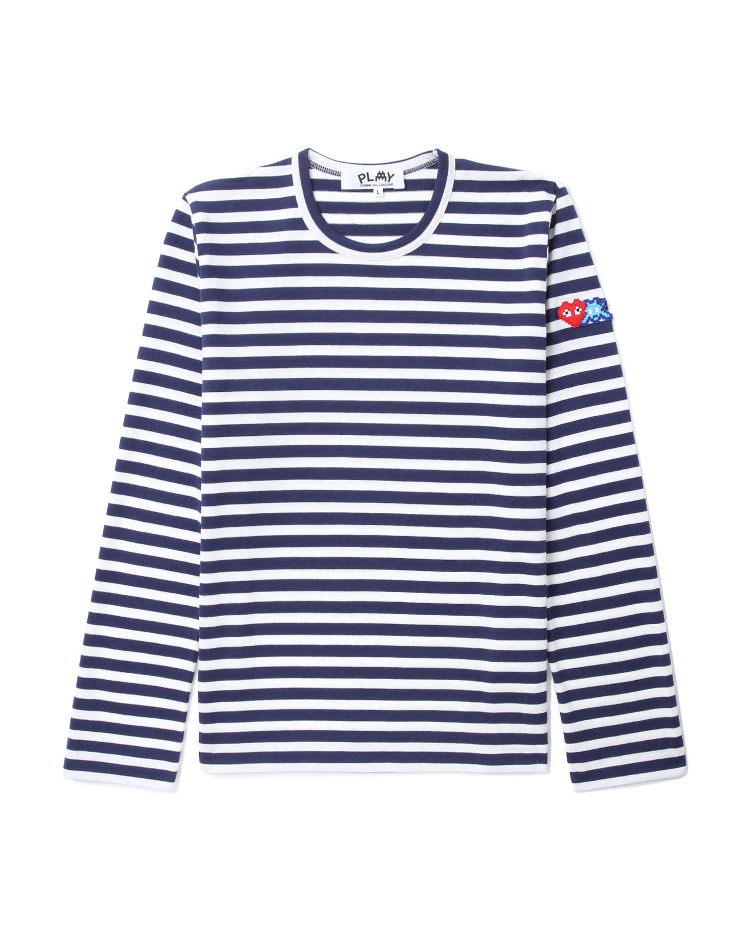 X INVADER striped long-sleeve tee by COMME DES GARCONS