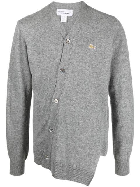 X Lacoste asymmetric wool cardigan by COMME DES GARCONS