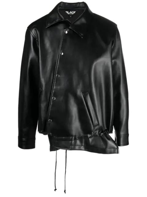 asymmetric-hem artificial leather jacket by COMME DES GARCONS