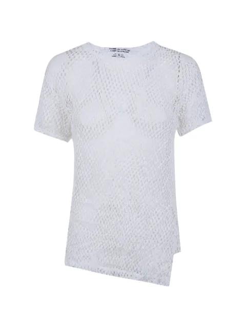 asymmetric-hem mesh T-shirt by COMME DES GARCONS