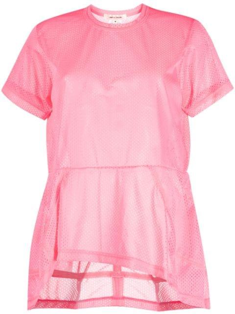 asymmetric-hem perforated T-shirt by COMME DES GARCONS