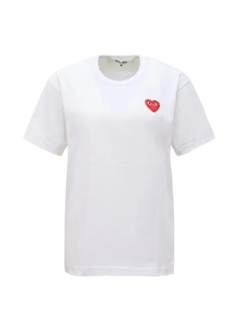 beaded heart-patch cotton T-shirt by COMME DES GARCONS