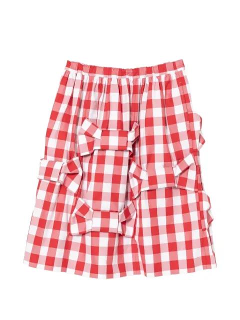 bow-detail gingham-pattern midi skirt by COMME DES GARCONS