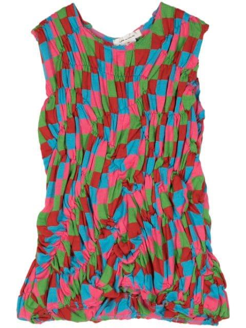check-pattern ruched top by COMME DES GARCONS