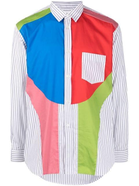 colour-block striped cotton shirt by COMME DES GARCONS
