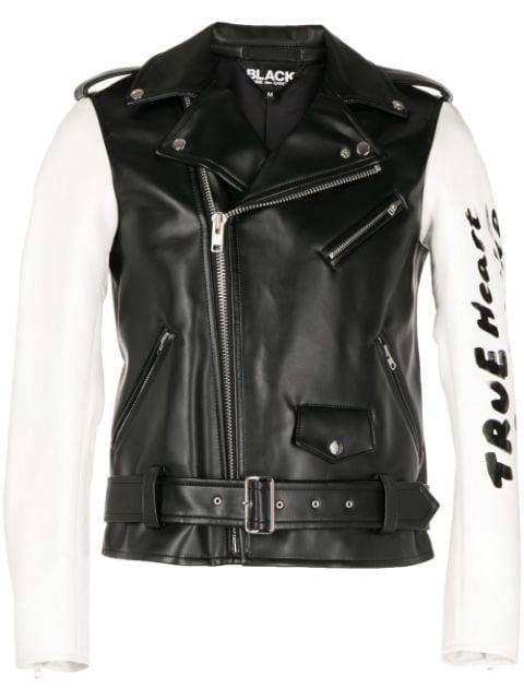 contrasting-sleeves biker jacket by COMME DES GARCONS
