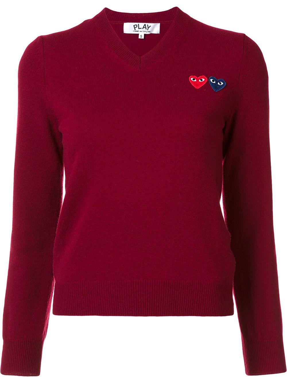 double heart v-neck jumper by COMME DES GARCONS