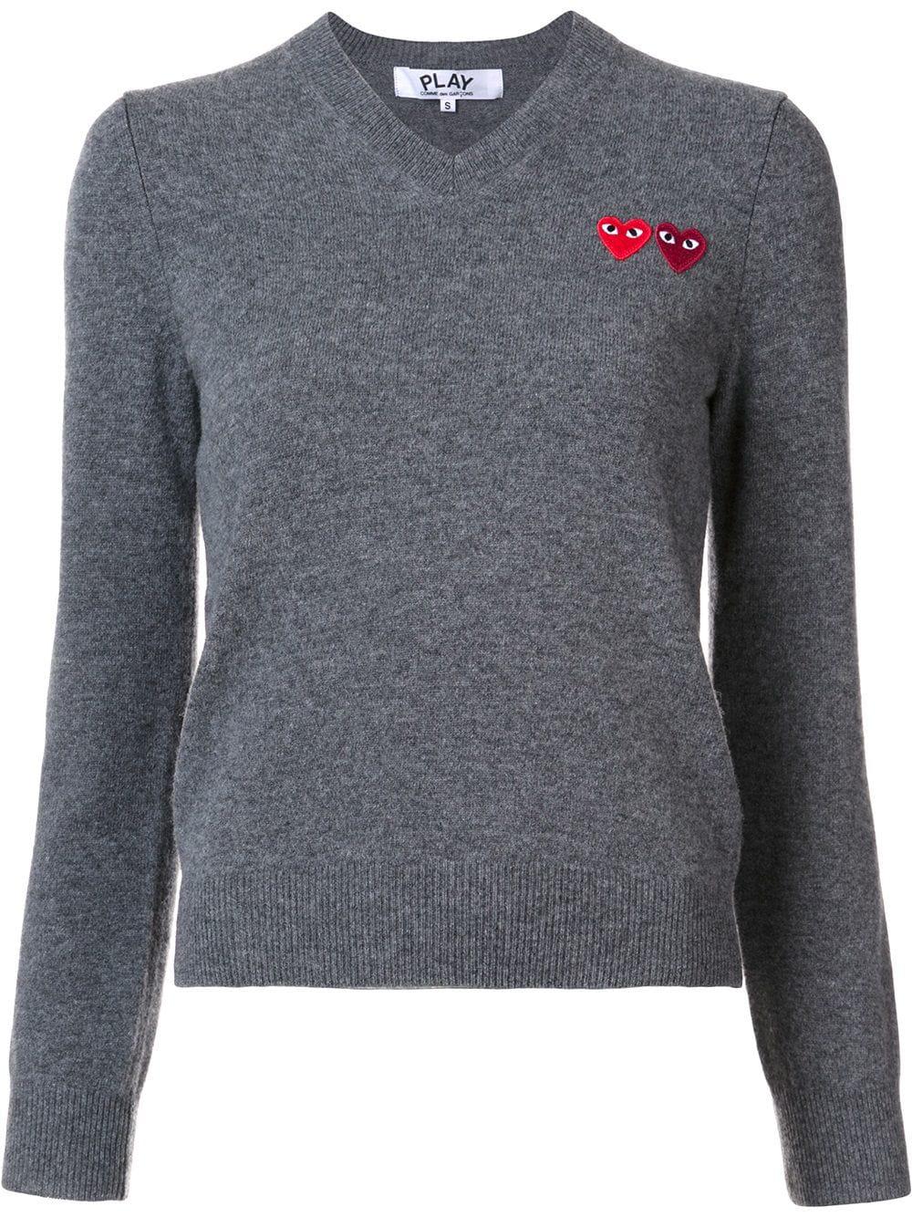 double heart v-neck jumper by COMME DES GARCONS