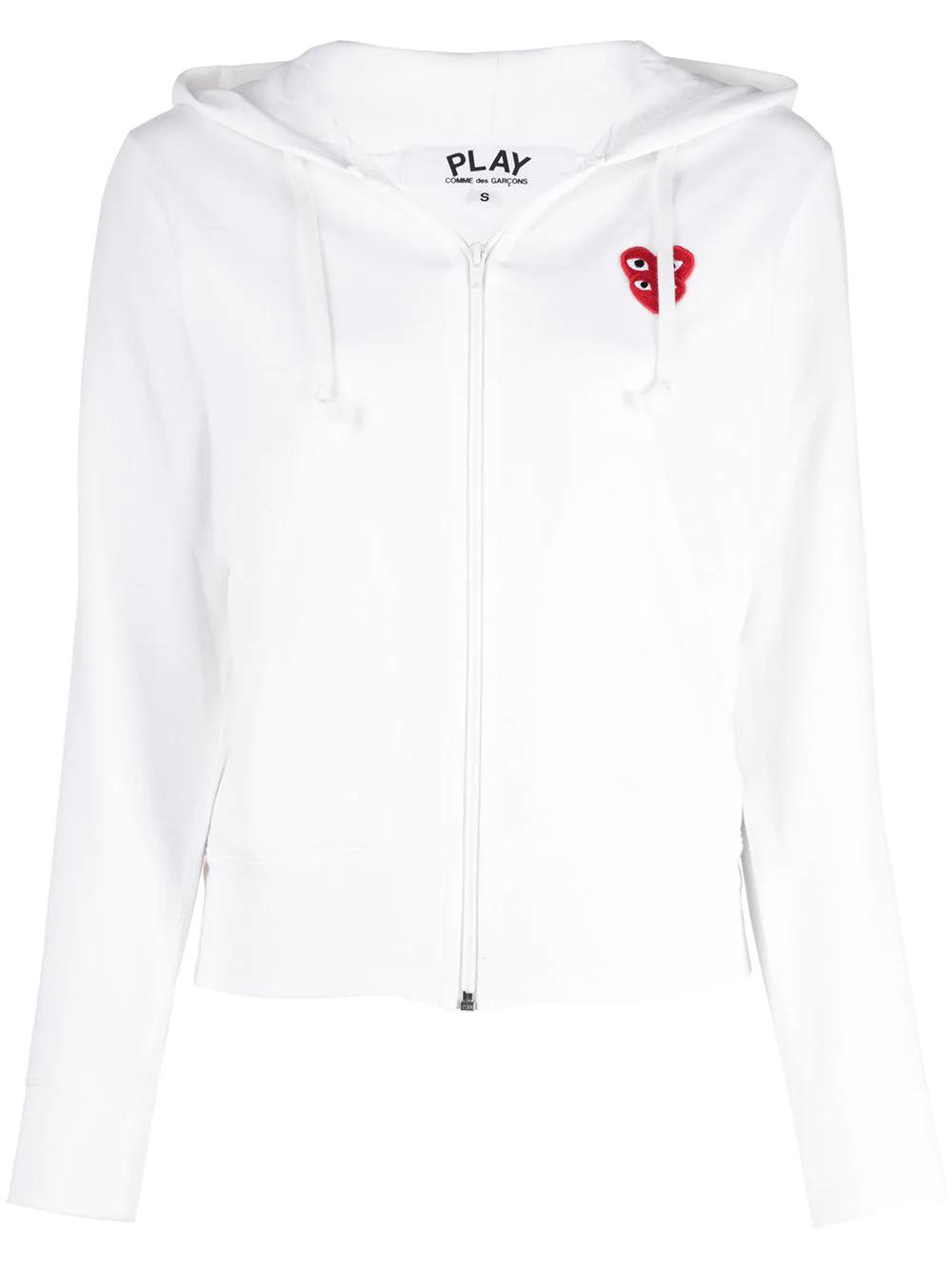 double-heart zip-up cotton hoodie by COMME DES GARCONS