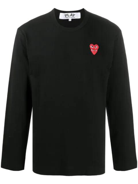 embroidered Two Heart T-shirt by COMME DES GARCONS