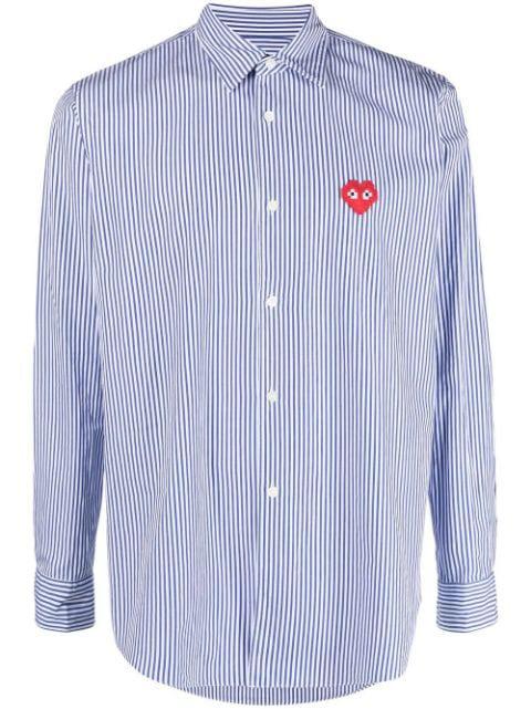 embroidered-logo striped shirt by COMME DES GARCONS
