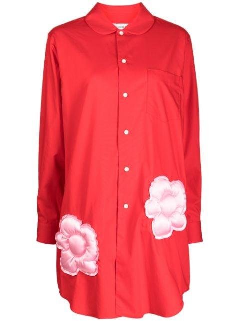 floral-appliqué cotton shirtdress by COMME DES GARCONS