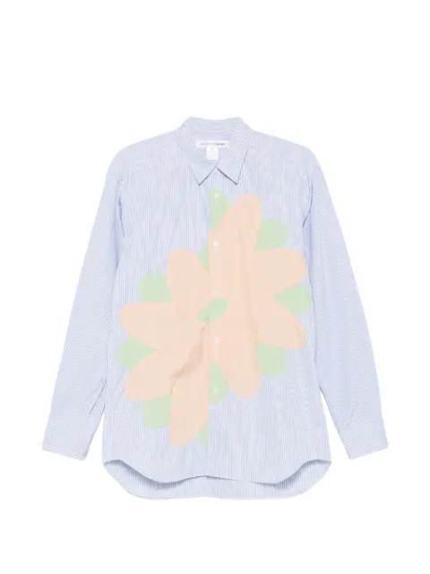 floral-appliqué striped shirt by COMME DES GARCONS