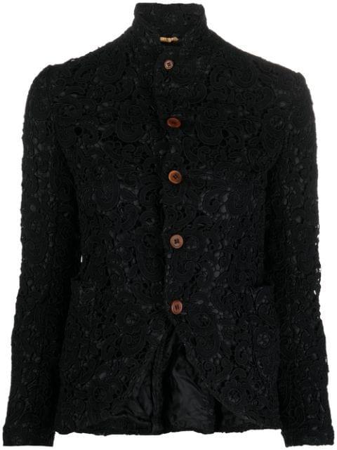 floral-embroidered button-up jacket by COMME DES GARCONS