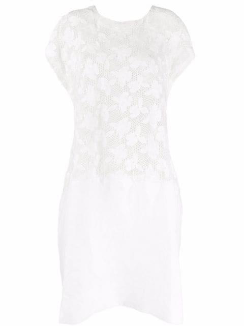 floral-embroidered mesh T-shirt dress by COMME DES GARCONS