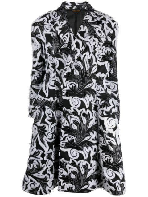 floral jacquard double-breasted coat by COMME DES GARCONS