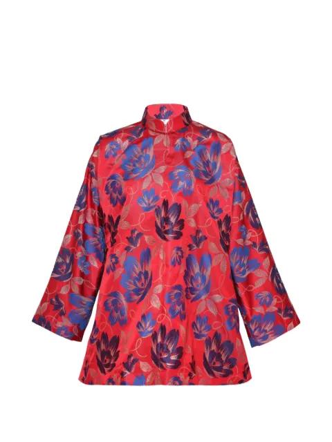 floral-jacquard mandarin-collar jacket by COMME DES GARCONS
