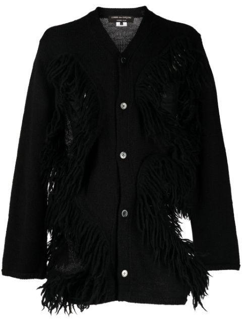 fringed cut-out wool cardigan by COMME DES GARCONS