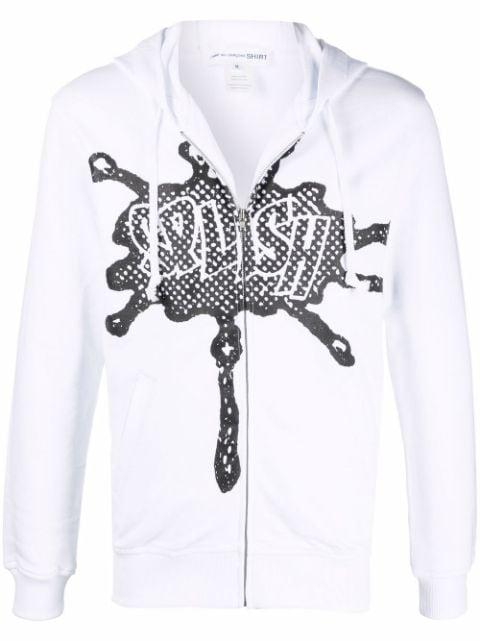 graphic-print drawstring hoodie by COMME DES GARCONS