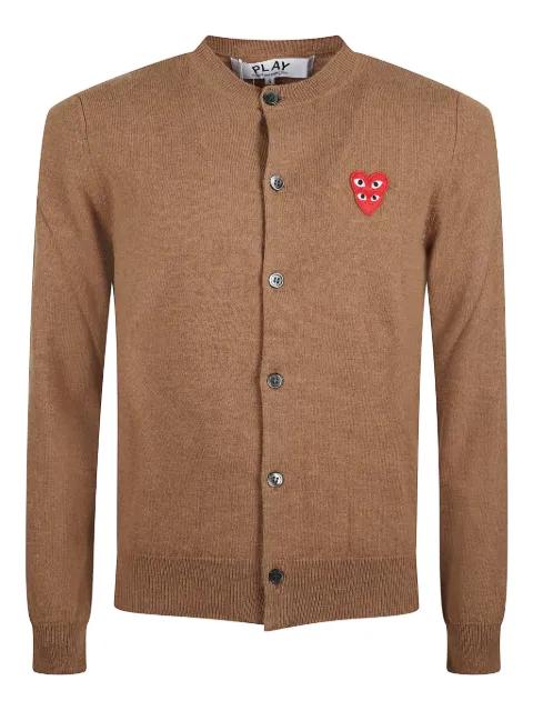 heart-appliqué buttoned wool cardigan by COMME DES GARCONS