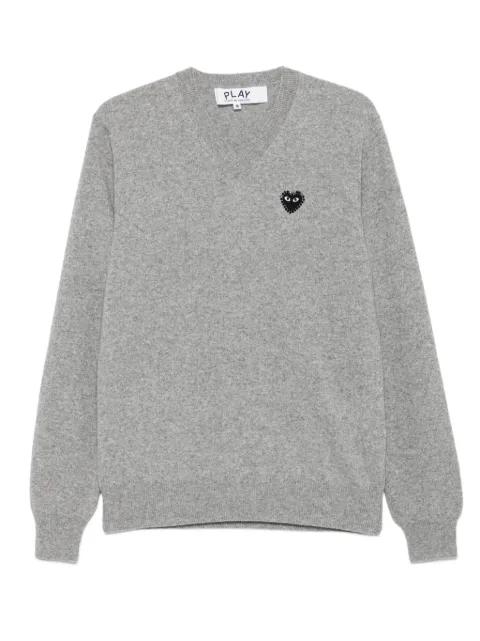 heart-embellished v-neck sweater by COMME DES GARCONS