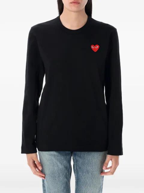 heart-embroidery long-sleeved T-shirt by COMME DES GARCONS