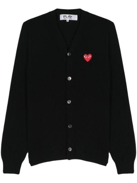 heart-patch V-neck cardigan by COMME DES GARCONS