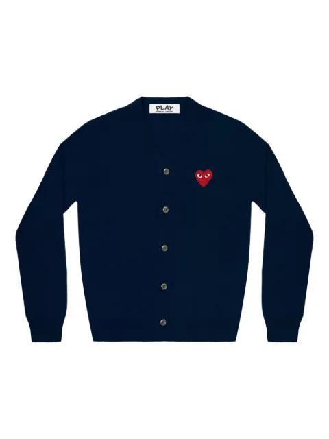heart-patch V-neck cardigan by COMME DES GARCONS