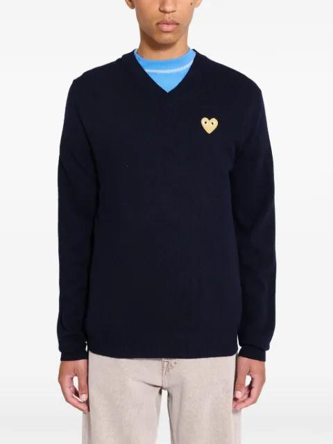 heart-patch V-neck sweater by COMME DES GARCONS