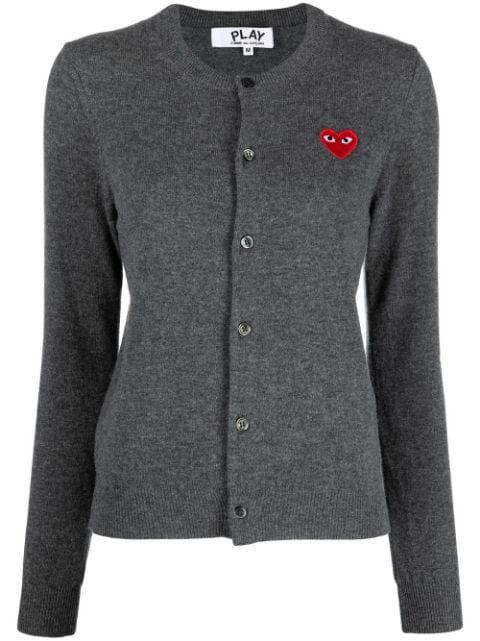 heart-patch button-front cardigan by COMME DES GARCONS