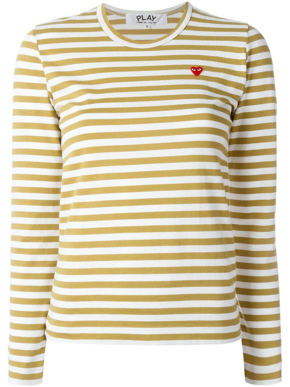 heart-patch striped T-shirt by COMME DES GARCONS