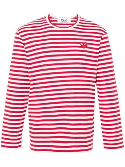 heart-patch striped T-shirt by COMME DES GARCONS