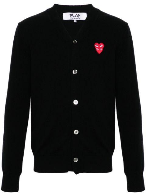 heart-patch wool cardigan by COMME DES GARCONS