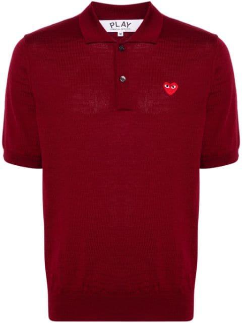 heart-patch wool polo shirt by COMME DES GARCONS