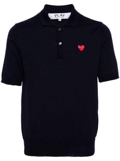 heart-patch wool polo shirt by COMME DES GARCONS