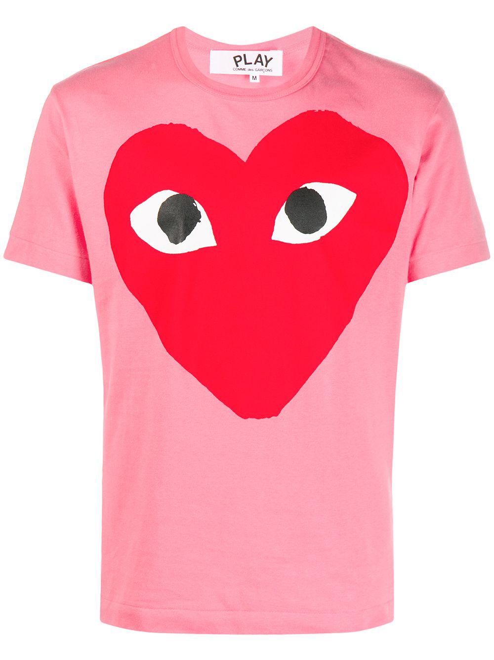 heart print round neck T-shirt by COMME DES GARCONS