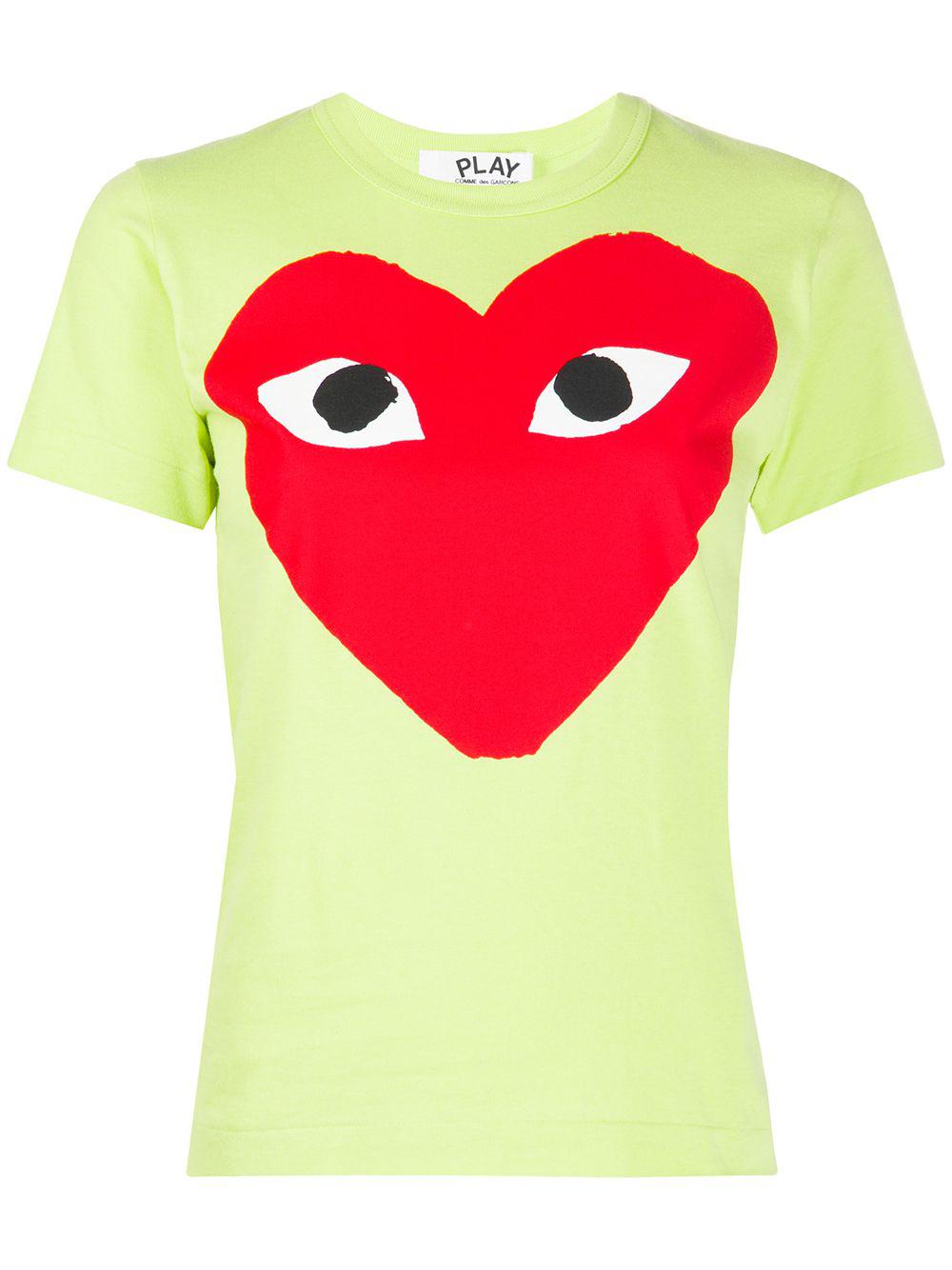heart print round neck T-shirt by COMME DES GARCONS